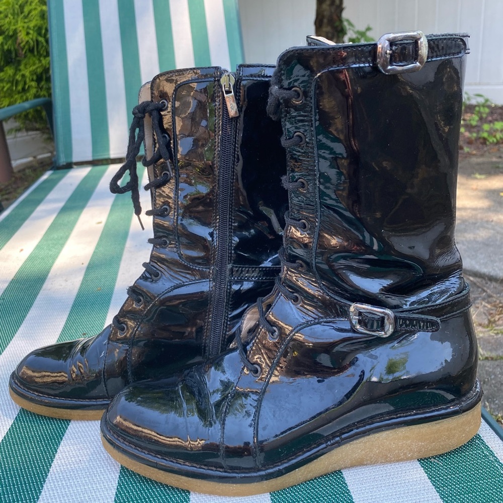 Patent leather boots